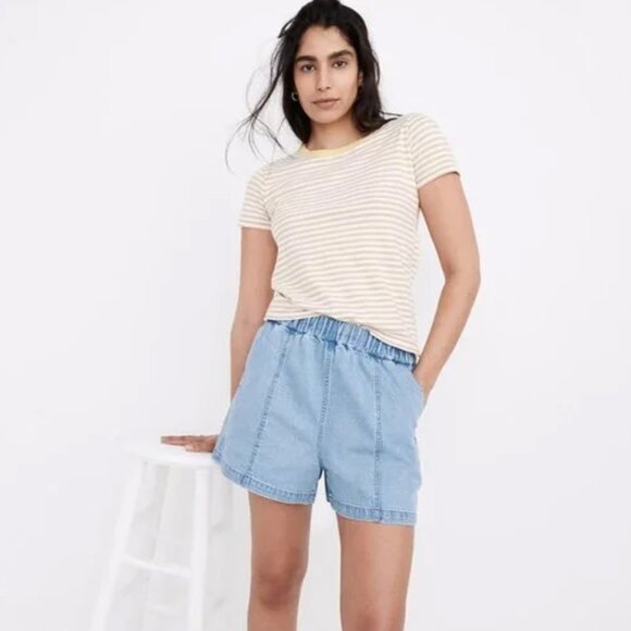 Madewell pull-on denim shorts in Rathmore wash roomy pockets S - Picture 8 of 9
